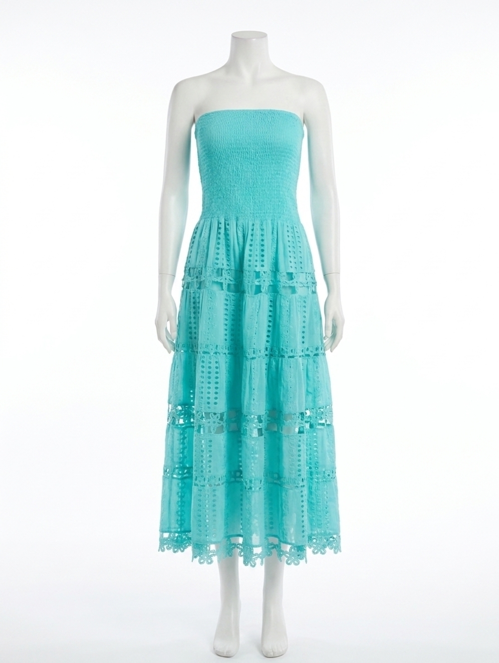 NEW STRUT & BOLT lena eyelet midi dress in tiffany blue